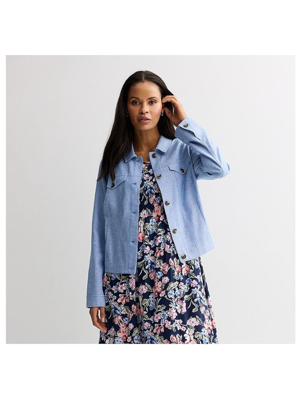 croft & barrow Light Blue Button-Front Jean Jacket